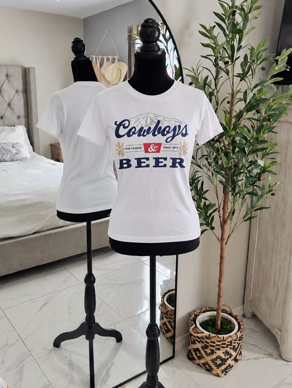 Bella Canvas White Cowboys & Beer Graphic Tee